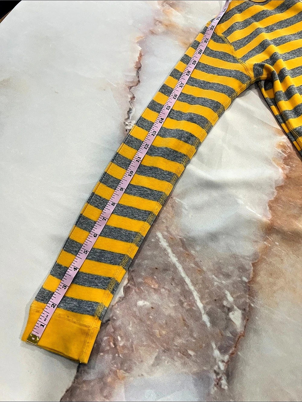Hanna Andersson Long Sleeve Stripe Tee Yellow & Gray Girls Size 12 Casual - Picture 10 of 10